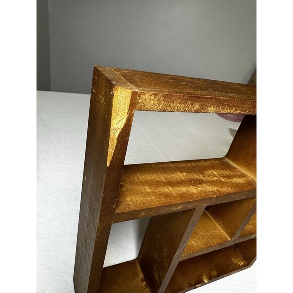Vintage Wooden Knick Knack Hanging Display Wall Shelf Cut Out Heart Doors Retro - Picture 3 of 7
